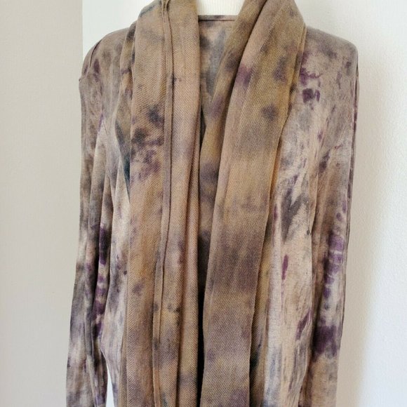 Saks XL tan Camo green Black tie dye sweater 12 14 - Picture 2 of 8